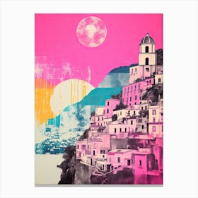 Positano In Risograph Style 2 Canvas Print