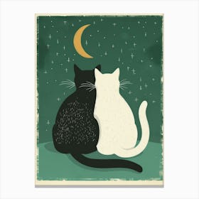 Two Cats In The Moonlight Canvas Print