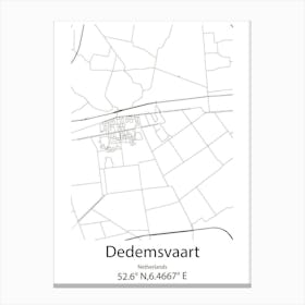 Dedemsvaart,Netherlands Minimalist Map Canvas Print