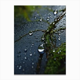 Moss And Water Droplets Canvas Print