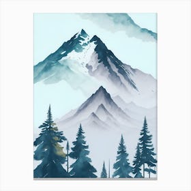 Mountain And Forest In Minimalist Watercolor Vertical Composition 293 Canvas Print