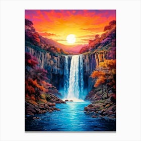 Waterfall At Sunset Canvas Print