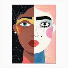 Two Women With Different Colored Faces Canvas Print