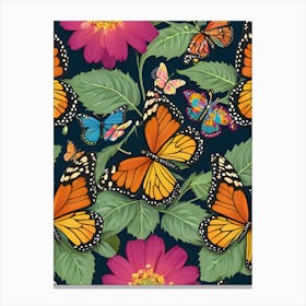 Seamless Pattern With Butterflies 2 Canvas Print