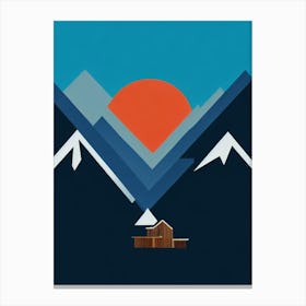 Las Leñas, Argentina Modern Illustration Skiing Poster Canvas Print