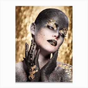 Gold And Black Makeup Canvas Print