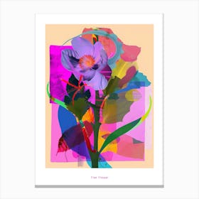 Flax Flower 4 Neon Flower Collage Poster Canvas Print