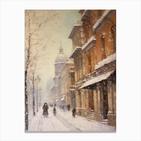 Vintage Winter Painting Budapest Hungary Canvas Print