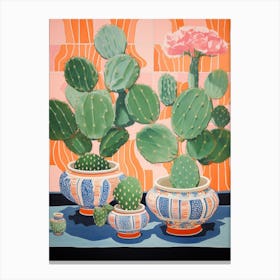 Cactus Painting Maximalist Still Life Lophophora Williamsii Cactus 4 Canvas Print