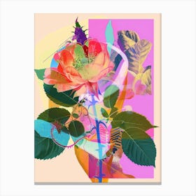 Rose 4 Neon Flower Collage Canvas Print