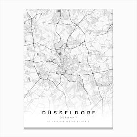 Dusseldorf Germany White Map Canvas Print