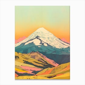 Cotopaxi Ecuador Color Line Drawing (3) Canvas Print