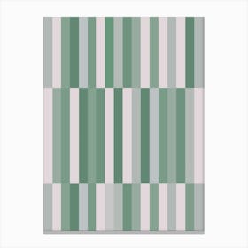 Sage Green Geometric Stripes Pattern Canvas Print