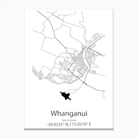 Whanganui,New Zealand Minimalist Map Canvas Print