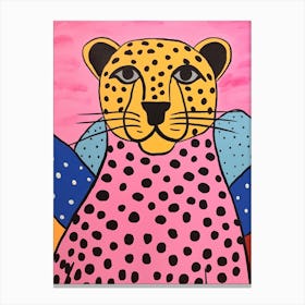 Pink Polka Dot Mountain Lion 3 Canvas Print