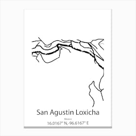 San Agustin Loxicha,Mexico Minimalist Map Canvas Print