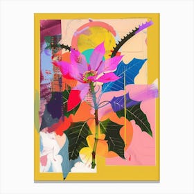 Poinsettia 1 Neon Flower Collage Canvas Print