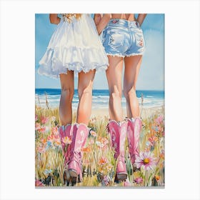 Cowgirls On The Beach 3 Canvas Print