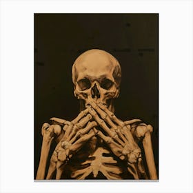 Skeleton With Hands Up Canvas Print