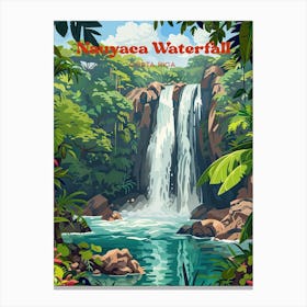 Nauyaca Waterfall Tropical Travel Illustration Stampe su tela