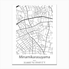 Minamikarasuyama,Japan Minimalist Map Canvas Print