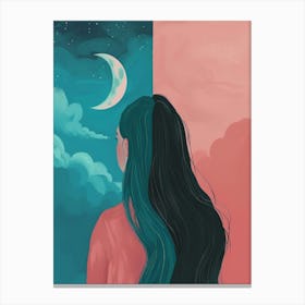 Moon And The Girl Canvas Print