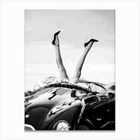 High Heels In Classic Car Canvas Print