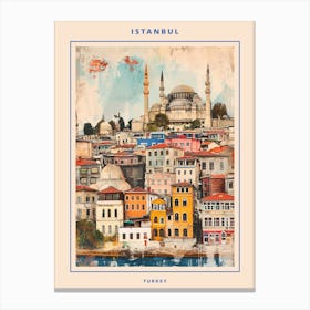 Kitsch Istanbul Skyline Painting 2 Poster Canvas Print
