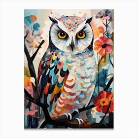 Bird Painting Collage Snowy Owl 4 Canvas Print