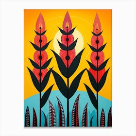 Flower Motif Painting Heliconia 2 Canvas Print