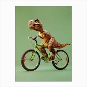 Dinosaur Riding A Bike 1 Canvas Print