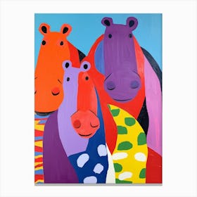 Colourful Kids Animal Art Hippopotamus 3 Canvas Print