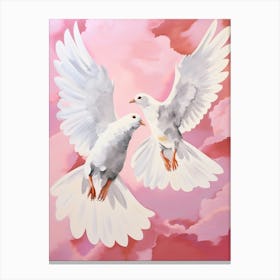Pink Ethereal Bird Painting Pigeon 3 Canvas Print