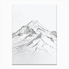 Mount Elbrus Russia Line Drawing 1 Canvas Print