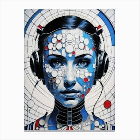 Woman With Headphones 16 Canvas Print