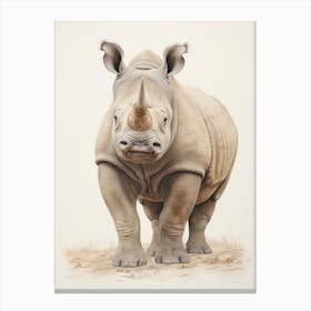 Sepia Illustration Of A Rhino 2 Canvas Print