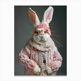 Rabbit In A Sweater Canvas Print