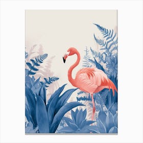 Andean Flamingo And Bromeliads Minimalist Illustration 4 Canvas Print