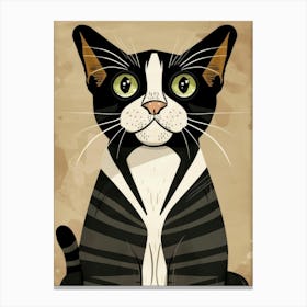 Black And White Cat 22 Canvas Print