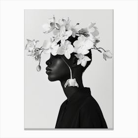 Black Woman With Flowers On Her Head Canvas Print