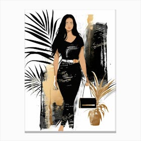 Woman In Black And Gold 2 Canvas Print