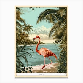 Greater Flamingo Kenya Tropical Illustration 4 Poster Canvas Print