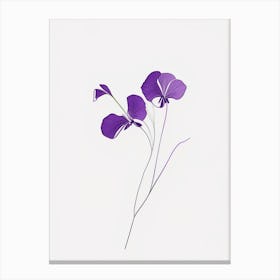 Violets Floral Minimal Line Drawing 1 Flower Canvas Print