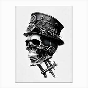Skull With Steampunk Details White Bolt Neck  Stream Punk Canvas Print