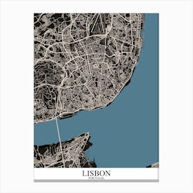 Lisbon Black Blue Canvas Print
