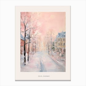 Dreamy Winter Painting Poster Oslo Norway 1 Canvas Print