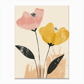 Two Flowers On A Beige Background Canvas Print