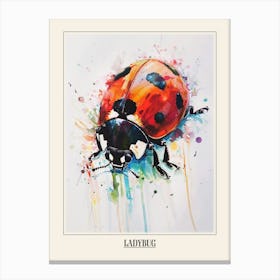 Ladybug Colourful Watercolour 1 Poster Canvas Print