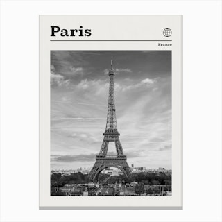 Paris Black And White Canvas Print