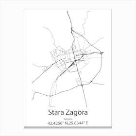 Stara Zagora,Bulgaria Minimalist Map Canvas Print